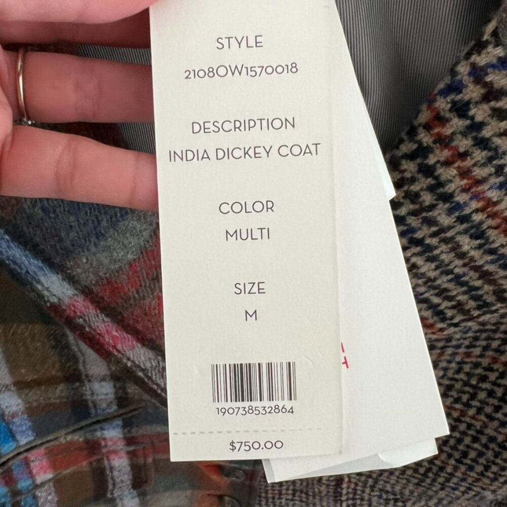 Veronica Beard India Patchwork Dickey Plaid Houndstooth 100% Wool Coat, size M - Picture 6 of 8